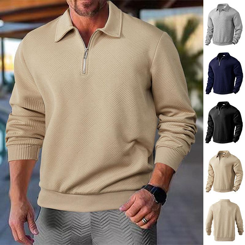 Half Zipper Sweatshirt – Stylish Jacquard Pullover for Youth