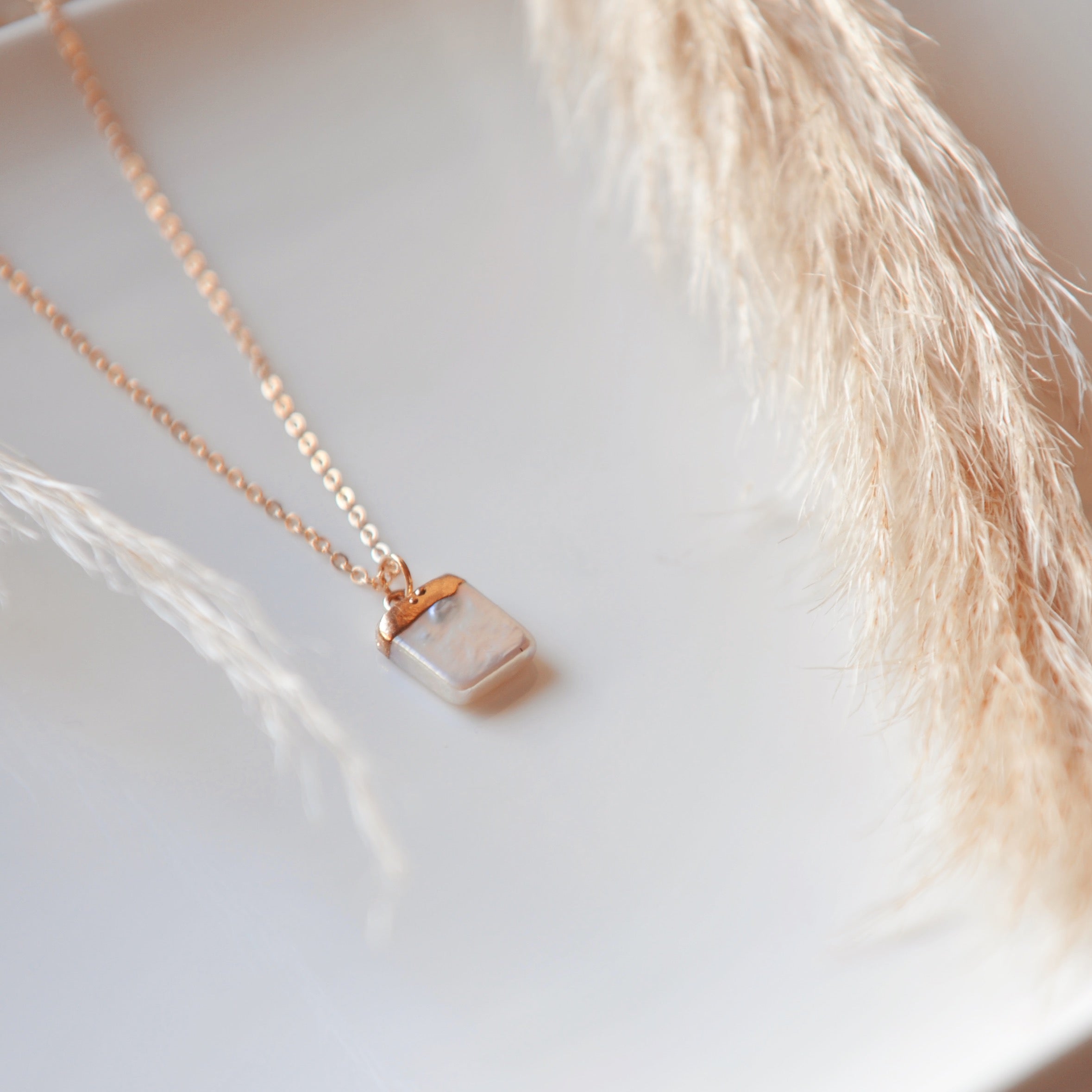 Mother of pearl cube necklace