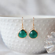 Emerald glass earrings
