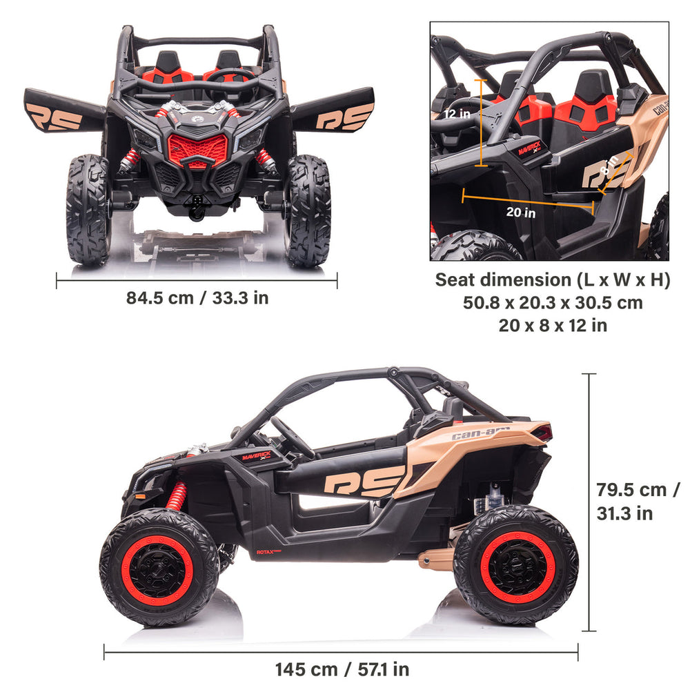 2026 2X24V CAN AM MAVERICK 4X4 2 Seater DELUXE Kids Ride On Car with Remote Control
