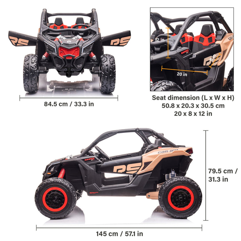 2026 2X24V CAN AM MAVERICK 4X4 2 Seater DELUXE Kids Ride On Car with Remote Control