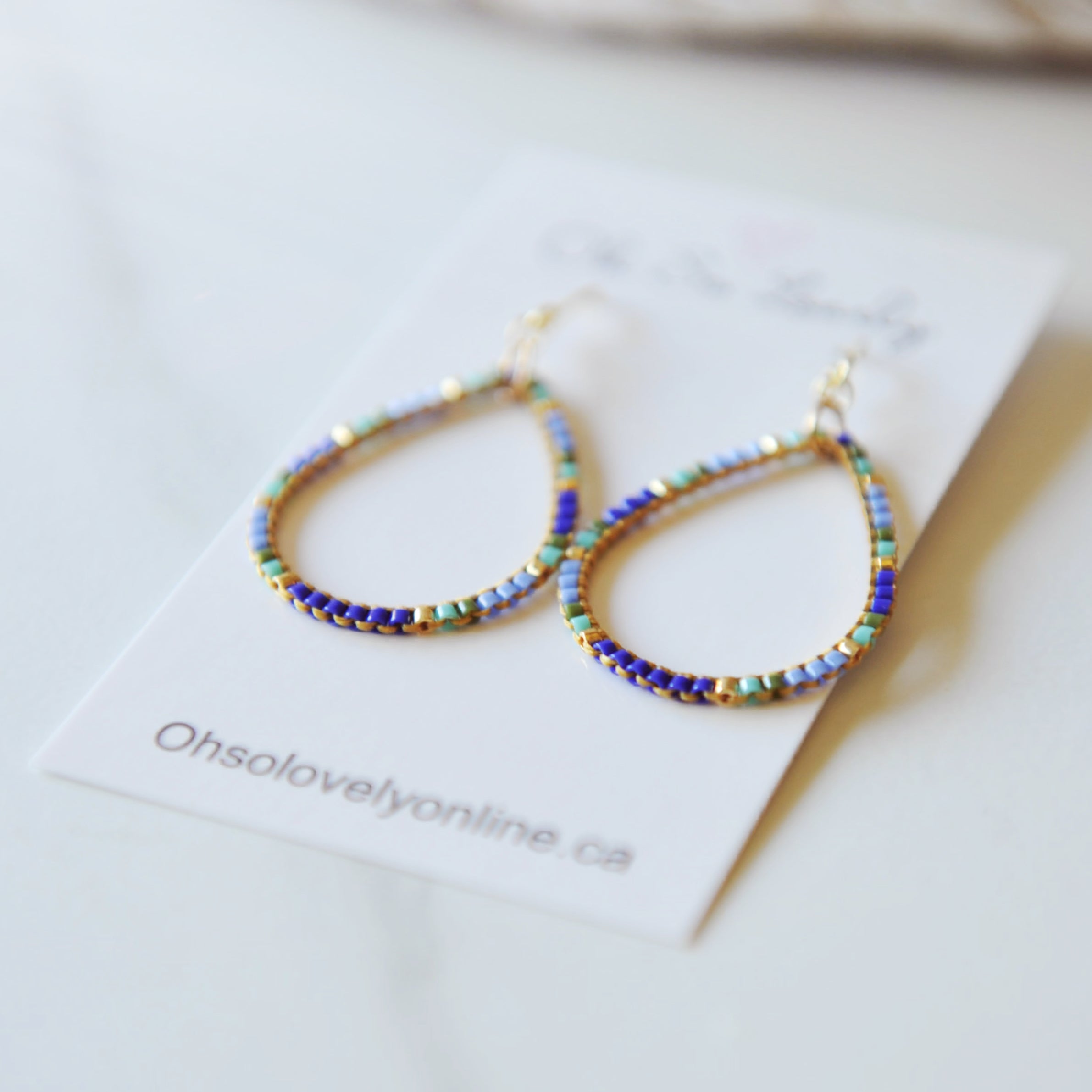 Vera Beaded Teardrop Hoop Earrings