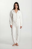 Camille – Cotton Signature Print Zip Hoodie & Jogger Leisure Set 2PC In Floral