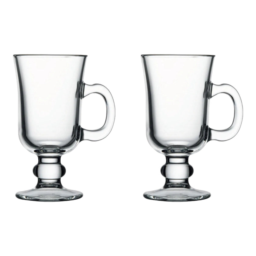 Irish Coffee Mugs Set of 2 – 8 Oz Heat Resistant Glass Coffee Cups with Handle (Elegant Latte & Cappuccino Glasses)