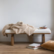 Buffed Beige Solid Double Layered Print Extended Throw