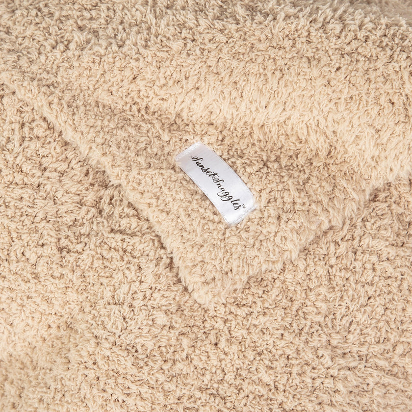 Buffed Beige Solid Double Layered Print Extended Throw