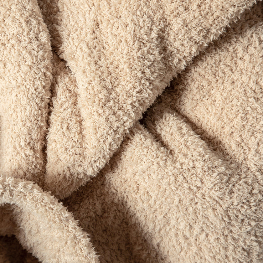 Buffed Beige Solid Double Layered Print Extended Throw