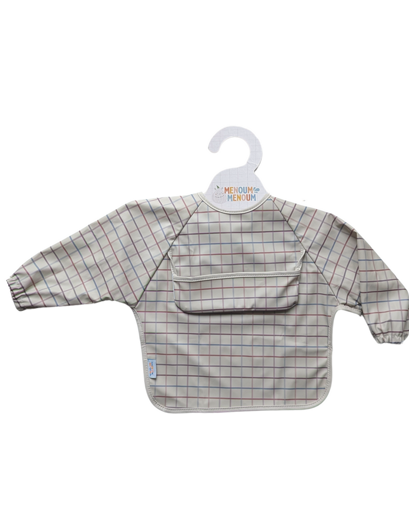 Long-sleeved bib - Checks - Menoum