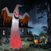 12ft 4pcs LED Lights Giant Scary Ghost Flames And Flashing Red Eyes Inflatable Halloween Decoration