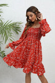 Casual Spring And Summer lantern Sleeve floral Mini Dress