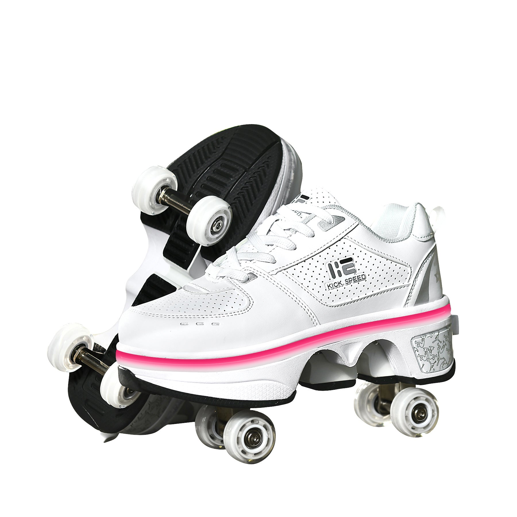 Four Wheel Rampage LED Roller Skate Shoes – 7-Color Atmosphere Breathing Light