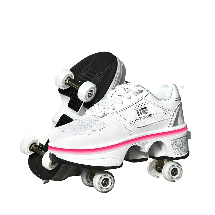 Four Wheel Rampage LED Roller Skate Shoes – 7-Color Atmosphere Breathing Light