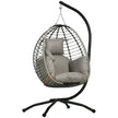 Outdoor Hanging Egg Chair with Thick Padded Cushion, Patio Swing Chair, Grey