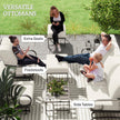 5 Piece Backyard Patio Furniture Set, Outdoor Furniture Set with 2 Rocking Chairs, 3-Seat Sofa, and 2 Ottomans, Beige