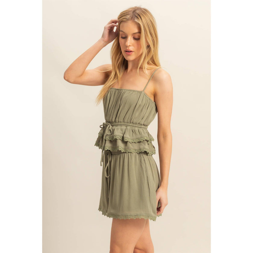 Peplum Cami Top With Lace Detailing