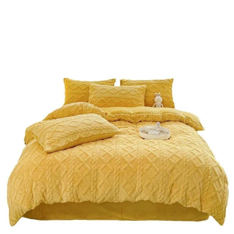 Winter Thickened Milk Fiber Soft Thermal Duvet Cover Bedding Set