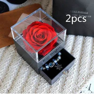 Eternal Flower Rose Jewelry Box for Birthday Presents Valentines Day Wedding Gift Box