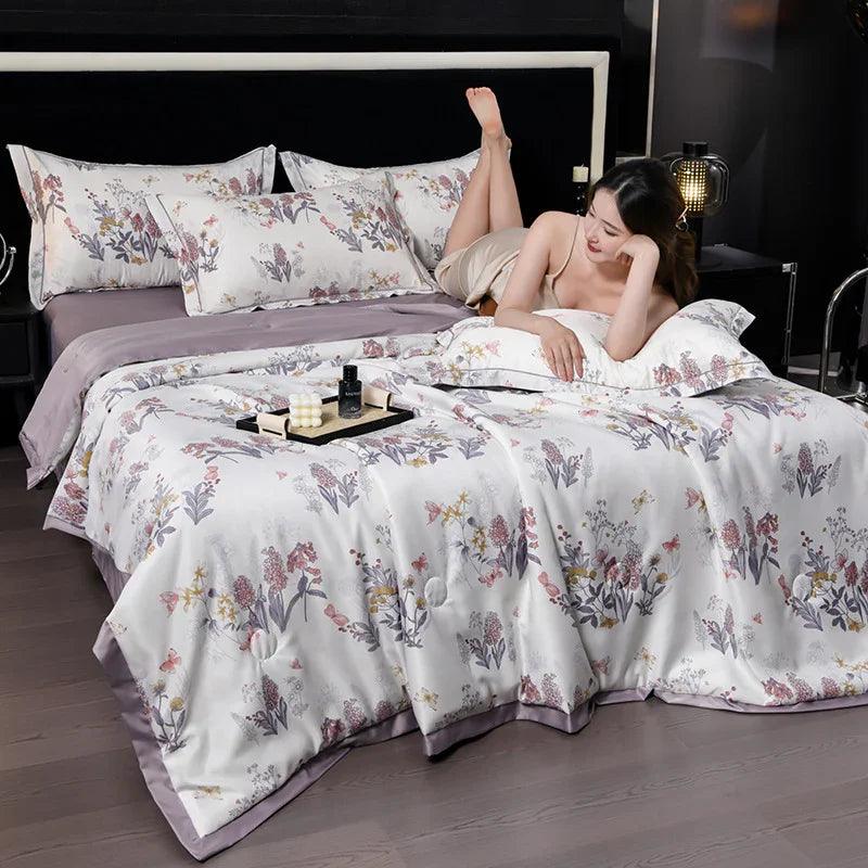 Printed Washed Tencel Summer Cooling Duvet Four-piece Set