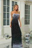 Fashion Bead Tube Top Bandage One-piece Dress Elegant Graceful Dinner Party