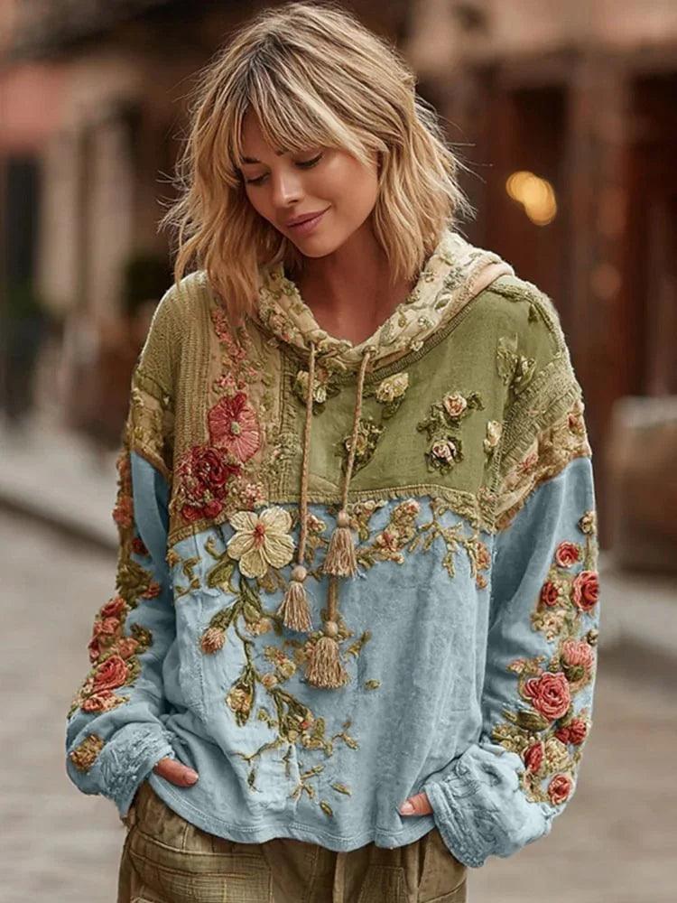 Women's Long Sleeve Hooded Sweatshirt Pullover Loose Casual Top