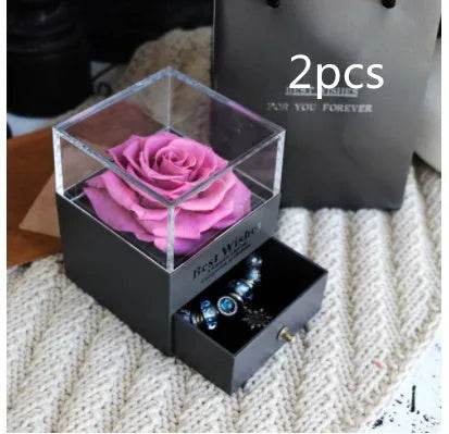Eternal Flower Rose Jewelry Box for Birthday Presents Valentines Day Wedding Gift Box