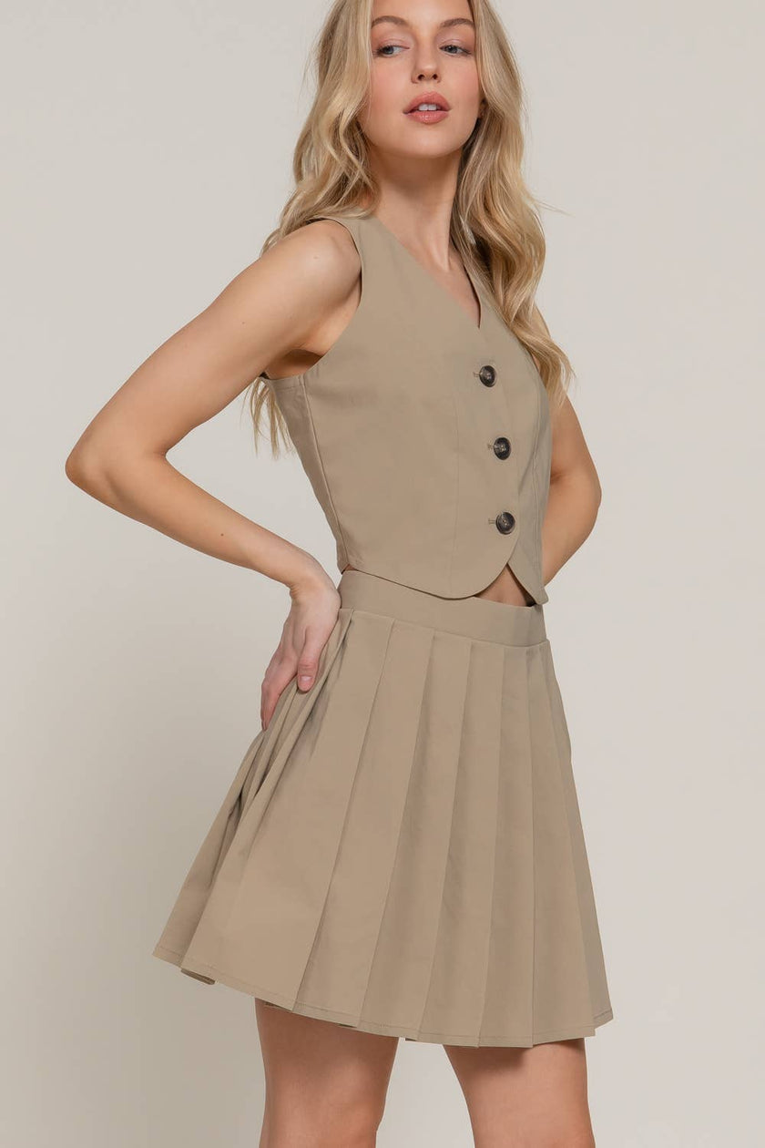 Sahara Pleated Mini Skirt