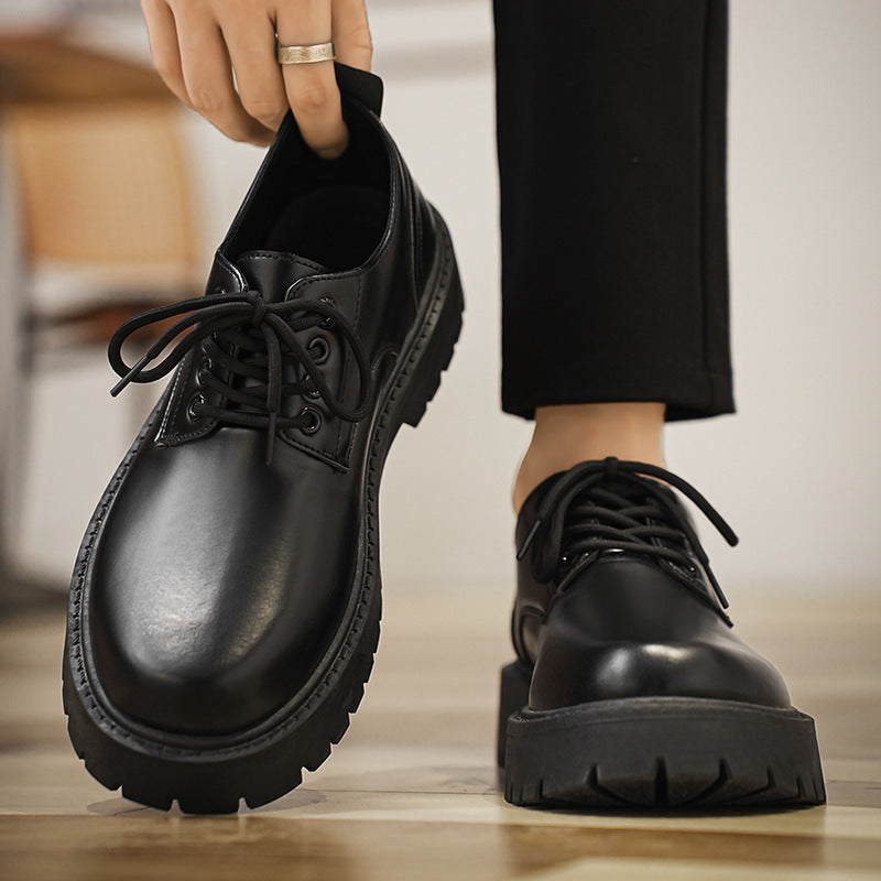 Men's British Derby Leather Dress Shoes – Height-Increasing Non-Slip Oxford