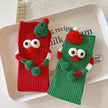 Cute Cartoon Christmas Socks Solid Cotton Middle-tube Stockings For Adults And Children