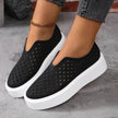 Fashion Hollow Flats Shoes Casual Versatile Thick Sole Slip-on Shallow Sneakers Shoes For Women