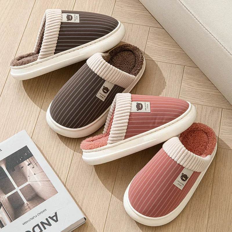 Striped Slippers – Non-Slip Warm Wear-Resistant Footwear
