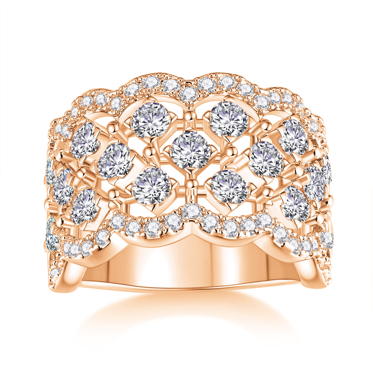 Lace Snowflake Moissanite Ring – S925 Silver, GRA Certified | Platinum, Gold & Rose Gold