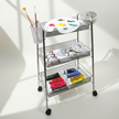 Artist Studio On Wheels with 3 Shelves, 26 Brush Holder Slots, 4
