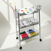 Artist Studio On Wheels with 3 Shelves, 26 Brush Holder Slots, 4