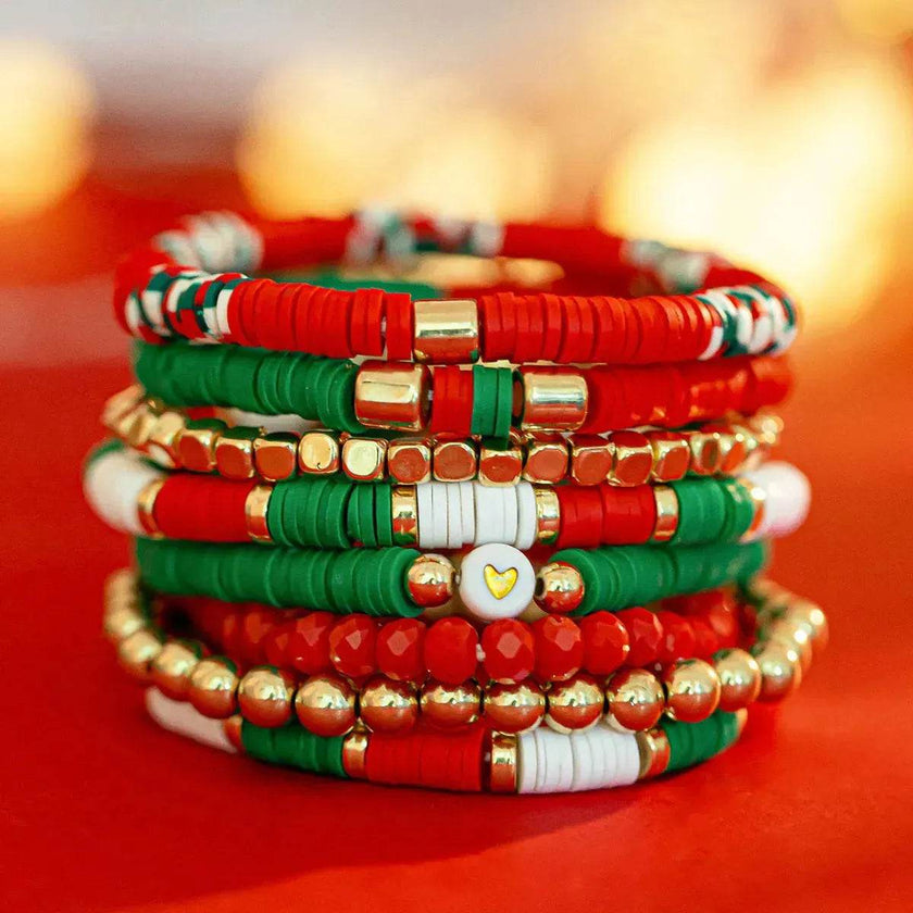 Christmas Polymer Clay Color Bracelet set  Xmas gift idea