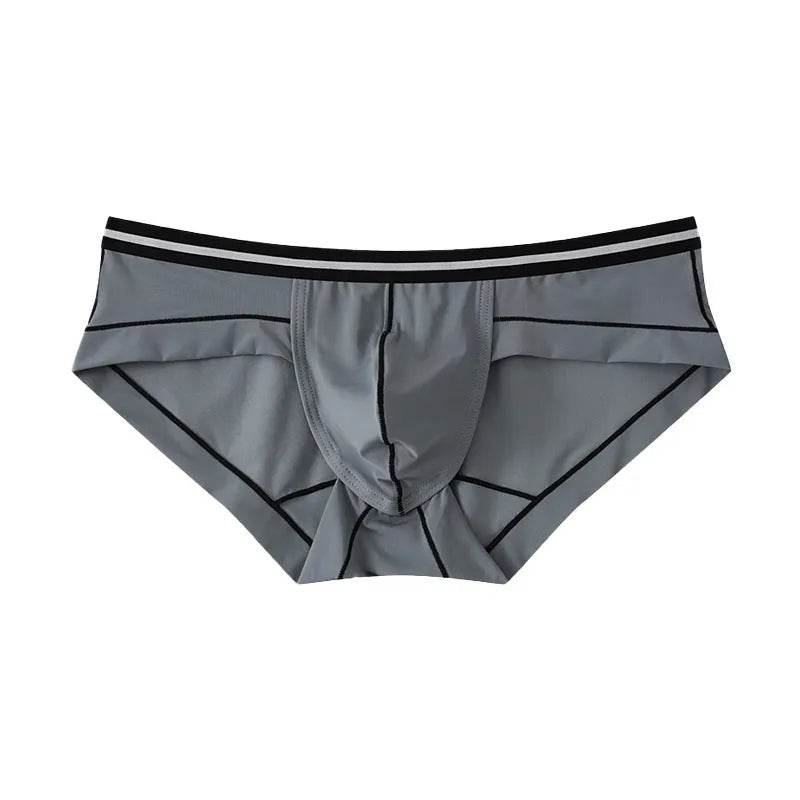 Ice Silk Men's Summer Breathable Solid Color Pouch Brief Underwear
