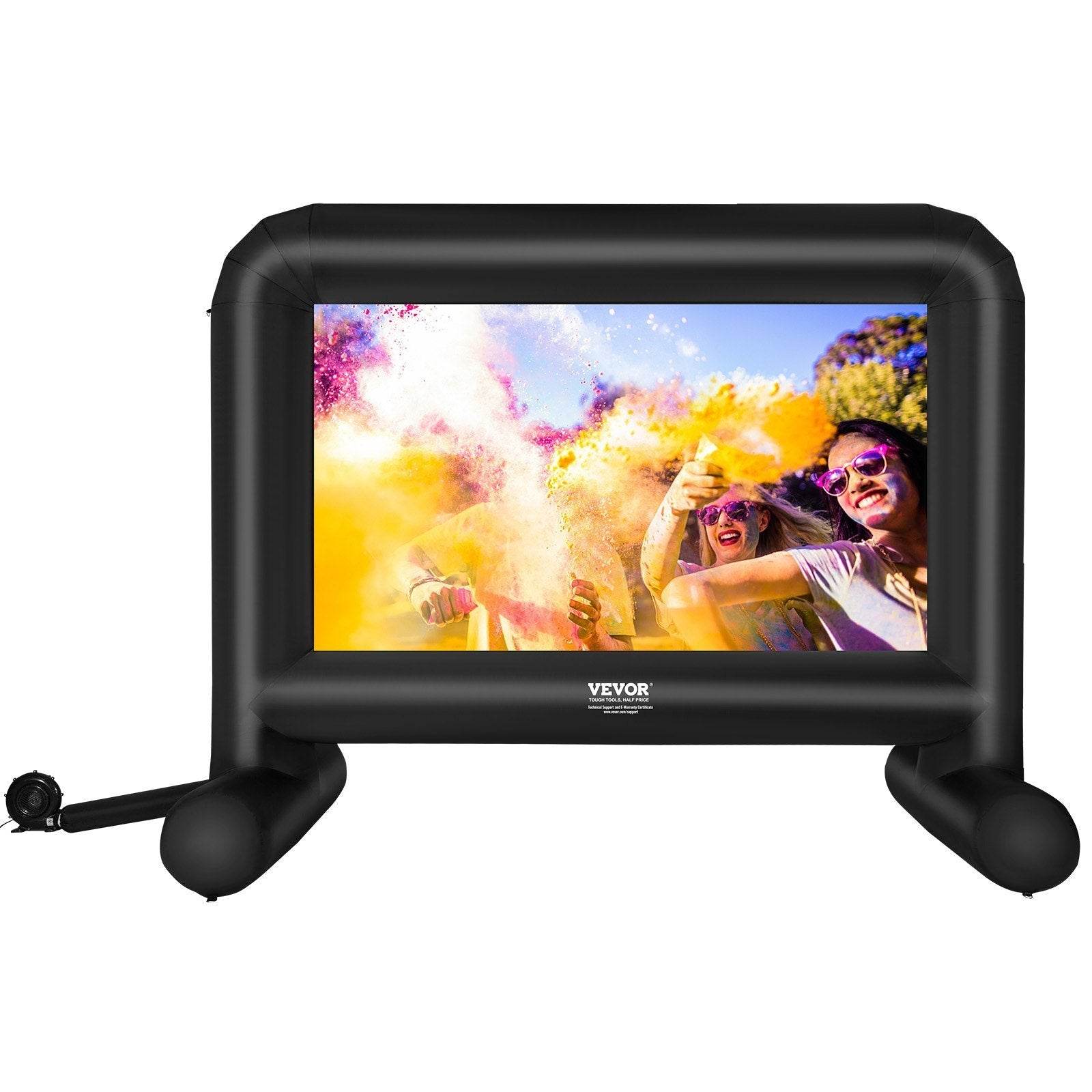 Inflatable Movie Screen, 16 FT Inflatable Projector Screen For Outside With Blower And Carrying Bag, Front Rear Projection, Oxford Fabric Blow Up Screen For Outdoor Parties Backyard Movie Nig