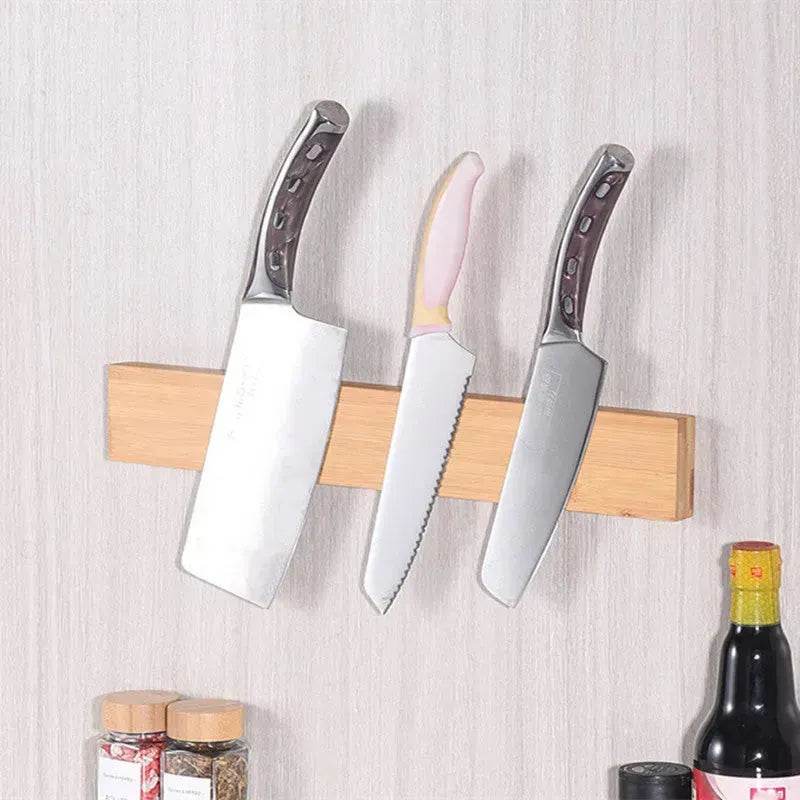 Wall Mounted Wooden Block Magnetic Knife Holder Rack