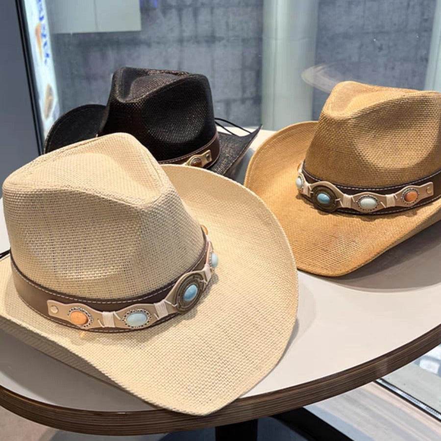 Summer Outdoor Ethnic Style Felt and Straw Cowboy Hat