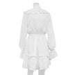 Casual Fashion V Neck Pleated Ruffle Long Sleeve Dress Y2K V Neck Flared Sleeve Short Mini Skater Dress Women's Clothing