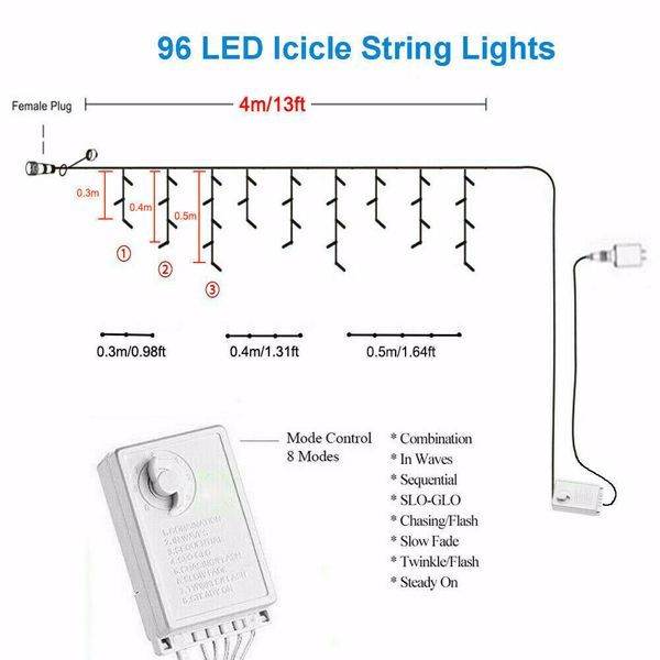 String Lighting Ice Bar Light 96 Light, US Spec, White String Lighting