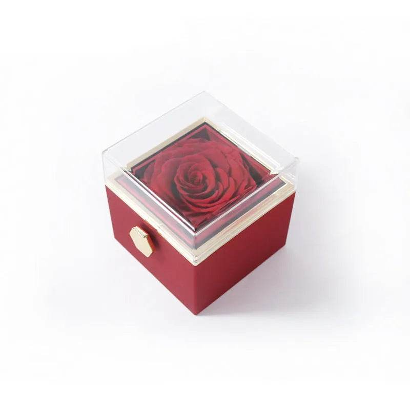 Fashion Acrylic Rotating  Valentine  Rose Jewelry gift  Box