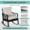 Outdoor Wicker Rocking Chair With Padded Cushions, Aluminum Furniture Rattan Porch Rocker Chair W/ Armrest For Garden, Patio, And Backyard, Khaki