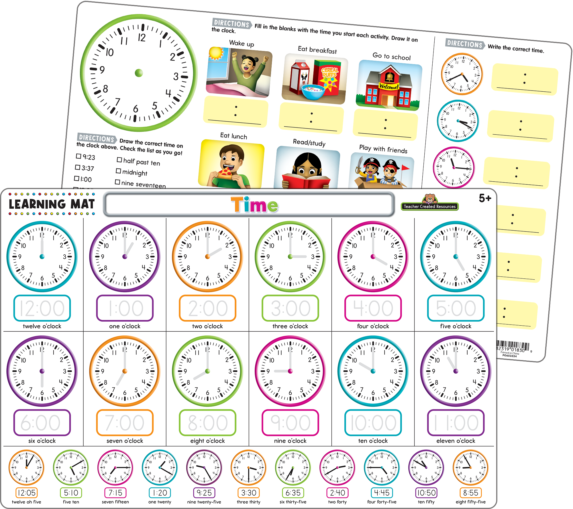 Teacher Created Resources - Time Learning Mat - Large Table Mat
