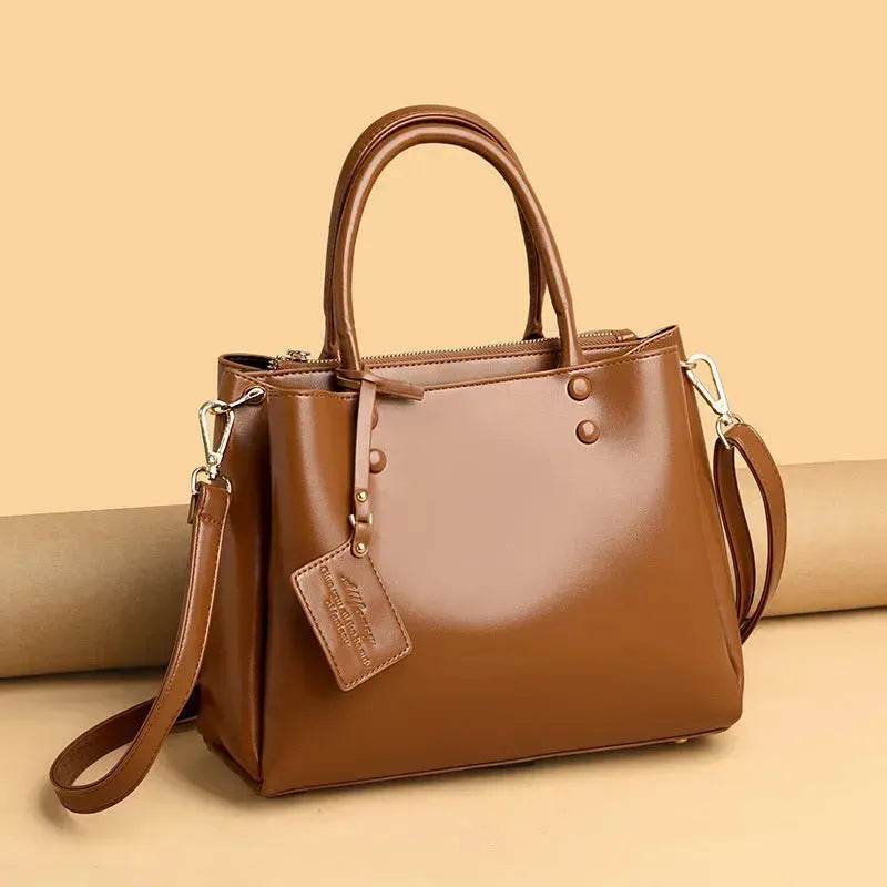 Simple Fashion Large Capacity Work Leather Handbag