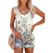 Casual Spring And Summer Tops Printed Sleeveless Pleating Vest T-shirt For Women