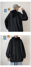 American Oversized Drawstring Turtleneck Hoodie Sweatshirt Men
