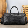 Luxury Retro Embossed Leather Duffle Bag with Shoe Compartment