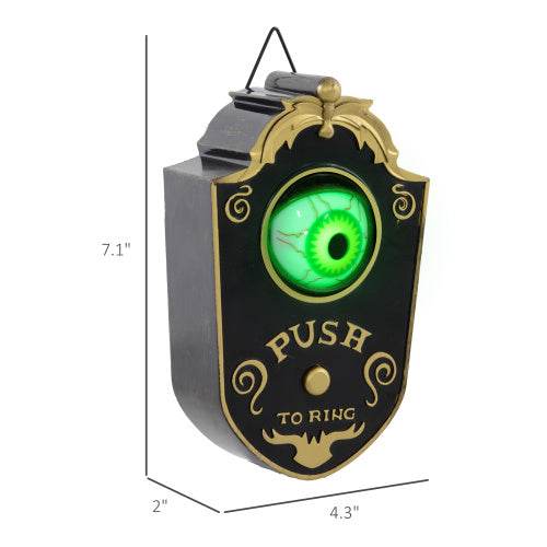 HOMCOM 7.1 Halloween Decoration, Animatronic Doorbell With Simulation Light-up Eyeball, Sound And Motion Activated Animated Prop W  Piercing Doorbell Sound