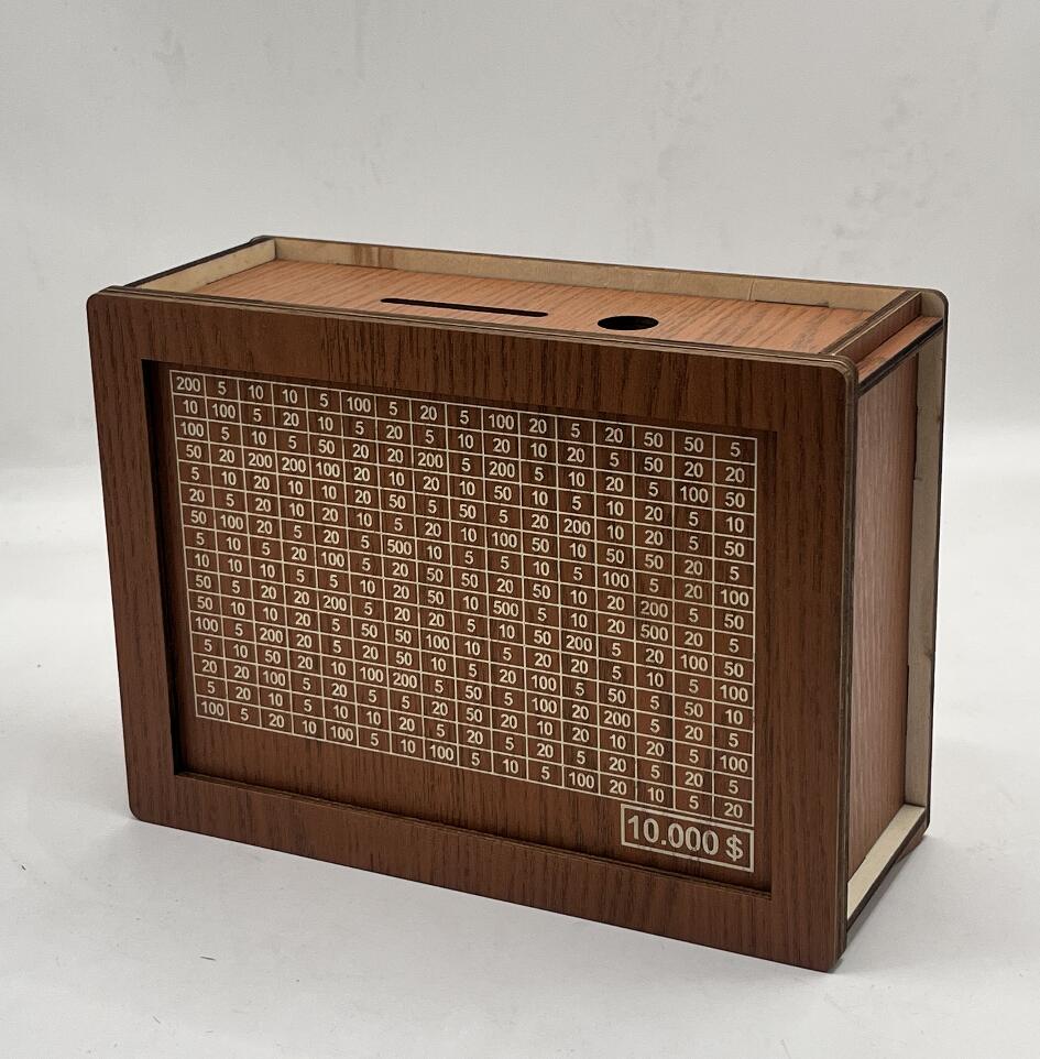Wooden Coin Bank with Denomination Slots – Piggy Bank (Small & Large)
