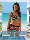Women's Floral Print Bikini Split Swimsuit | Polyester Swimwear S-2XL